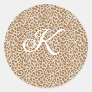 Sticker Rond Motif peau de panthère monogrammé nom lettrage mar