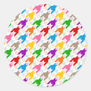 Sticker Rond Motif pied-de-poule coloré blanc