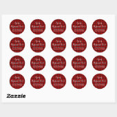 Sticker Rond Motif Plaid personnalisé rouge noir pays (Feuille)
