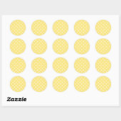 Sticker Rond Motif Pois jaune et blanc. (Feuille)