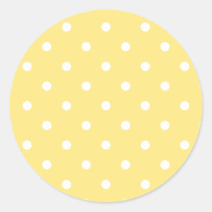 Sticker Rond Motif Pois jaune et blanc.