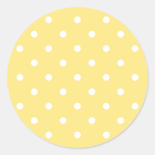 Sticker Rond Motif Pois jaune et blanc. (Devant)
