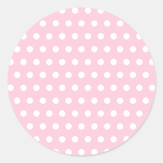 Sticker Rond Motif Pois rose et blanc. (Devant)