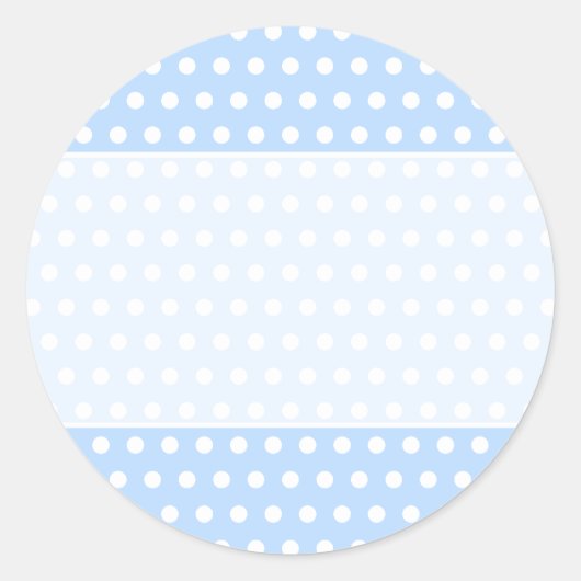 Sticker Rond Motif Polka blanc et bleu. Spotty. (Devant)
