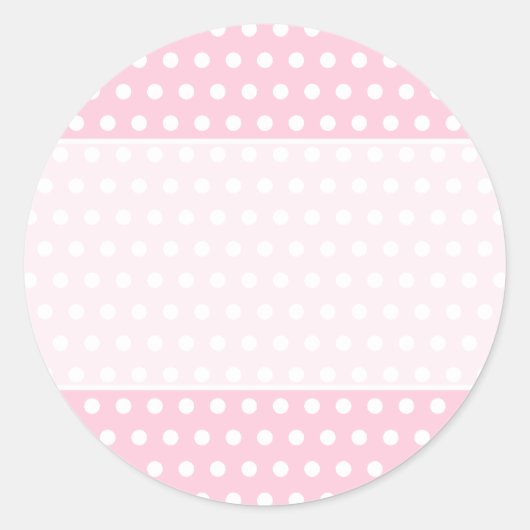 Sticker Rond Motif Polka Rose et Blanc. Spotty. (Devant)