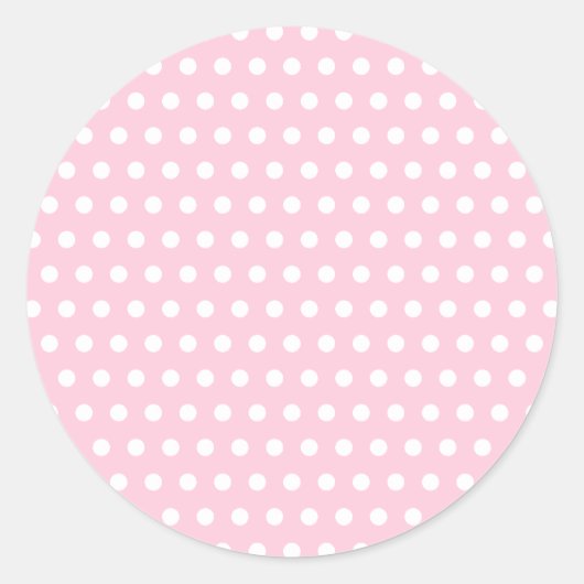 Sticker Rond Motif Polka Rose et Blanc. Spotty. (Devant)