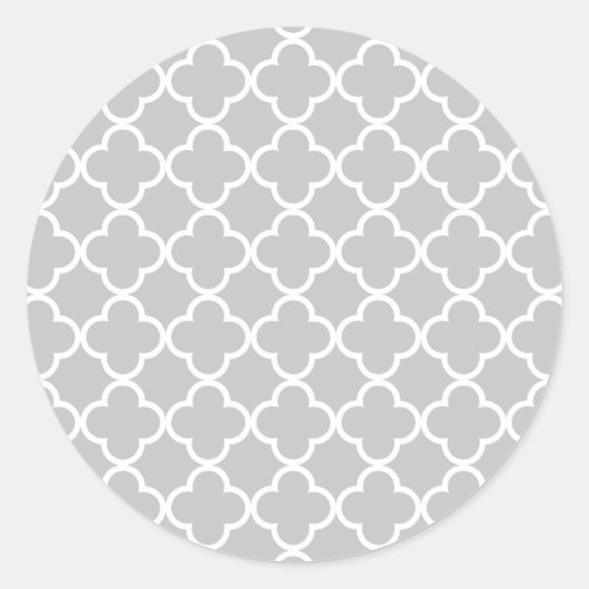 Sticker Rond Motif Quatrefoil blanc gris marocain (Devant)