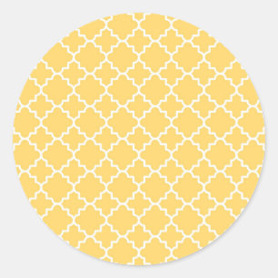 Sticker Rond Motif Quatrefoil jaune