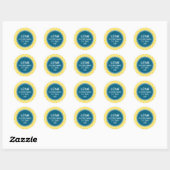 Sticker Rond Motif Quatrefoil jaune Turquoise monogramme person (Feuille)
