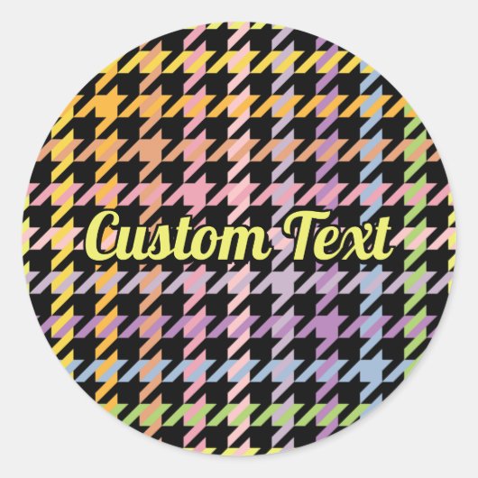 Sticker Rond Motif Rainbow Houndstooth (Devant)