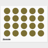 Sticker Rond Motif rayé en chocolat brun et vert olive (Feuille)