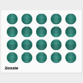 Sticker Rond Motif rayé noir et sarcelle gras (Feuille)