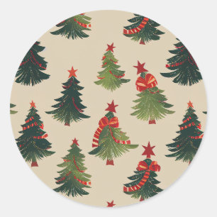 Sticker Rond Motif récurrent de l'arbre de Noël