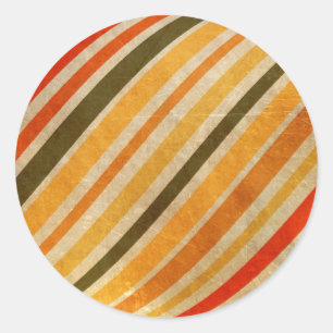 STICKER ROND MOTIF RÉTRO JAUNE ORANGE DIRT ROUGE STRIPES VERT