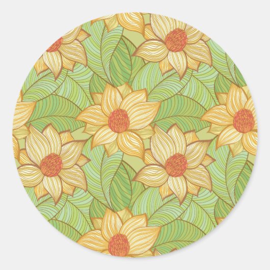 Sticker Rond Motif Retro Magnolia (Devant)