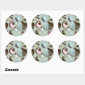 Sticker Rond Motif Retro Seashell (Feuille)