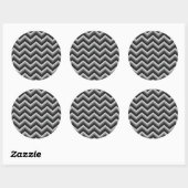Sticker Rond Motif Retro Zig Zag Chevron (Feuille)