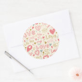 Sticker Rond Motif romantique avec Coeurs et Lèvres (Enveloppe)