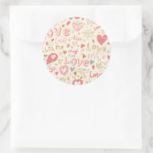 Sticker Rond Motif romantique avec Coeurs et Lèvres (Sac)
