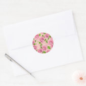 Sticker Rond Motif rose d'aquarelle rose (Enveloppe)