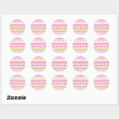 Sticker Rond Motif rose doux avec fleurs et points (Feuille)