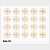 Sticker Rond motif rose or et rose pâle (Feuille)
