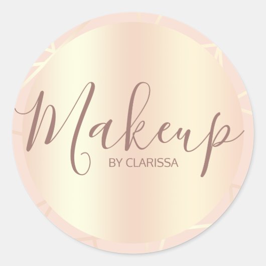 Sticker Rond motif rose or et rose pâle (Devant)