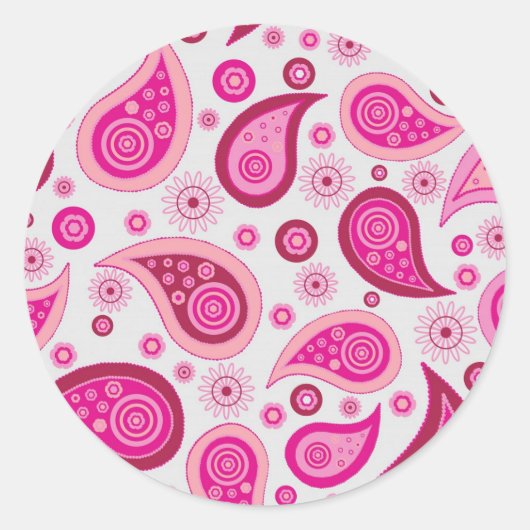 Sticker Rond Motif rose Paisley (Devant)
