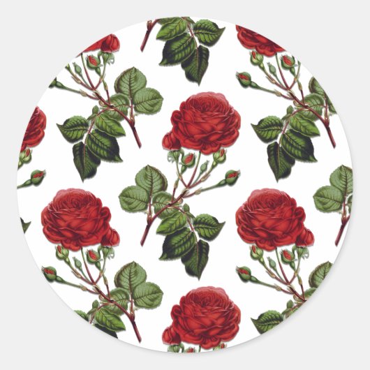 Sticker Rond Motif Rose Red Long Stem (Devant)