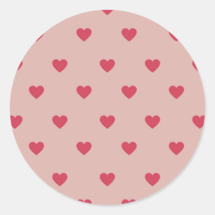 Sticker Rond Motif rose Retro Coeur Y2K avec Arrière - plan ros