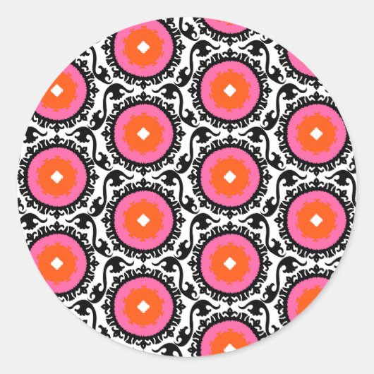 Sticker Rond Motif rose Suzani (Devant)