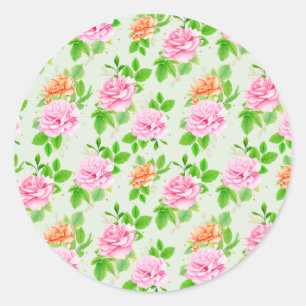 Sticker Rond Motif Roses Roses Fleurs-23670