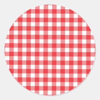 Sticker Rond Motif rouge et blanc En vichy