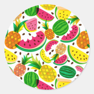 Sticker Rond Motif rouge et jaune de fruit tropical