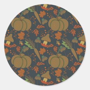 Sticker Rond Motif sans couture Citrouille et carotte arrière -
