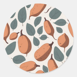 Sticker Rond Motif sans couture de patate douce