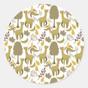 Sticker Rond Motif sans couture Giraffe jaune blanc arrière - p