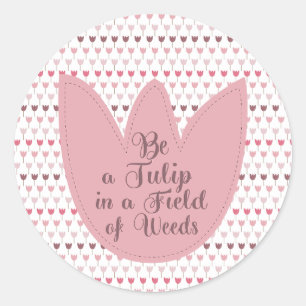 Sticker Rond Motif simple de tulipe rose