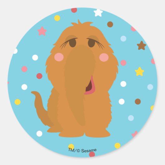 Sticker Rond Motif Snuffleupagus Blue Stars & Dots (Devant)