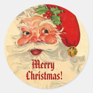 Sticker Rond Motif souriant Vintage Père Noël CH02 personnalisé