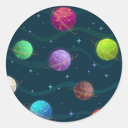 Sticker Rond Motif spatial (Devant)