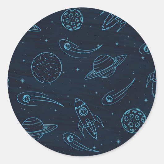 Sticker Rond Motif spatial (Devant)