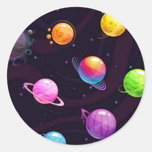 Sticker Rond Motif spatial (Devant)