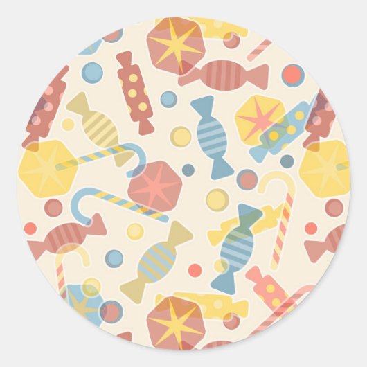 Sticker Rond Motif Sucres Et Bonbons (Devant)