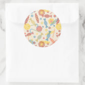 Sticker Rond Motif Sucres Et Bonbons (Sac)