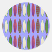 Sticker Rond motif surf . planches (Devant)