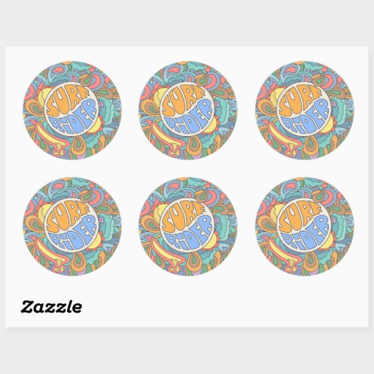 Sticker Rond Motif surf Rider (Feuille)