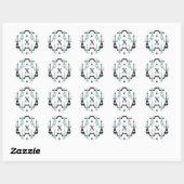 Sticker Rond Motif tour Monogram Aqua Chic Eiffel (Feuille)