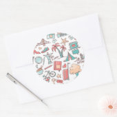 Sticker Rond Motif touristique Pastel (Enveloppe)