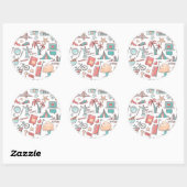 Sticker Rond Motif touristique Pastel (Feuille)